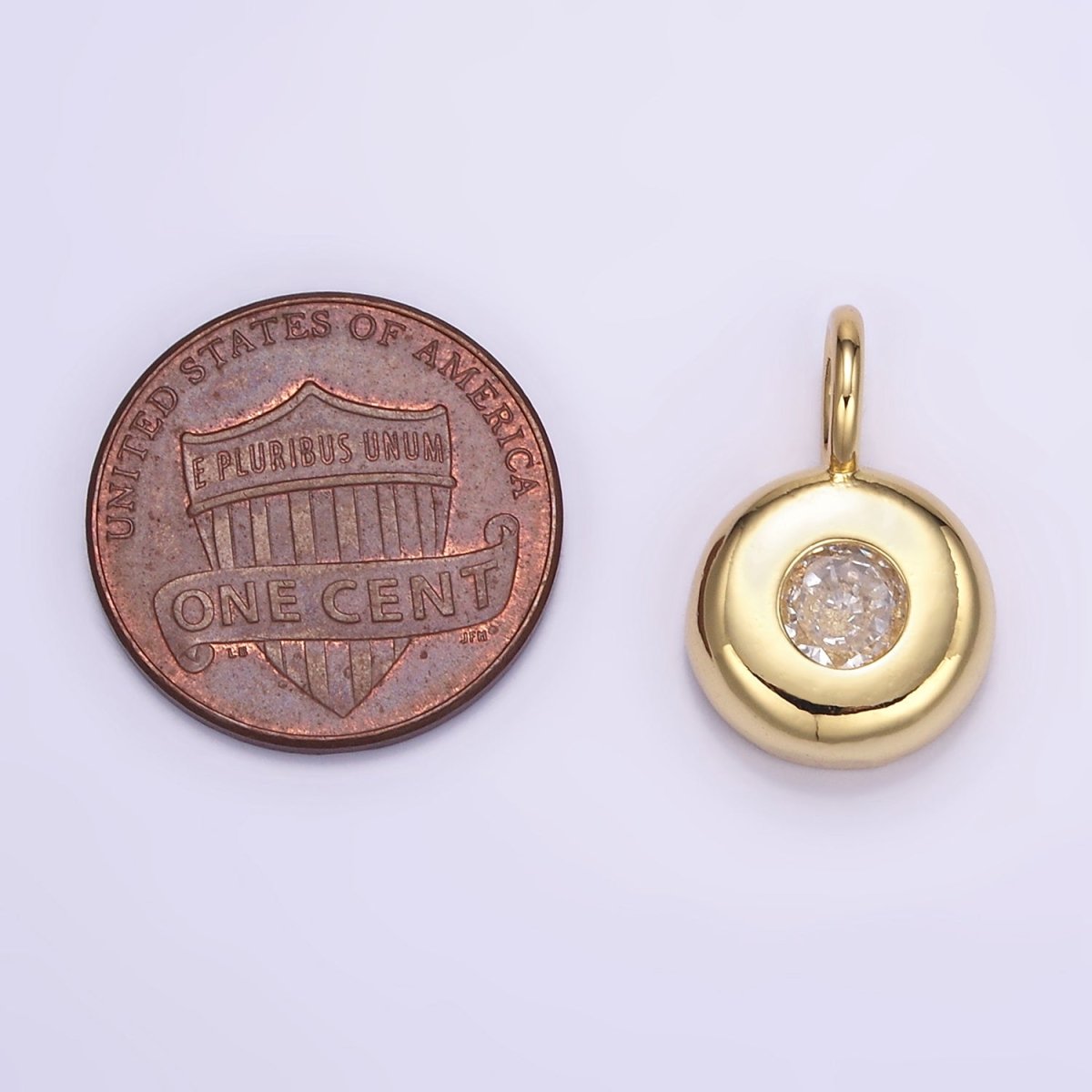 24K Gold Filled Clear CZ Round Bezel Pendant | M122 - DLUXCA