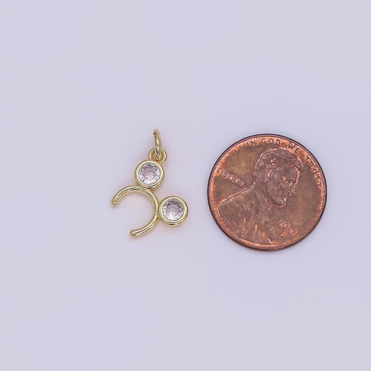 24K Gold Filled Clear CZ Round Headband Mini Charm | AF480 - DLUXCA