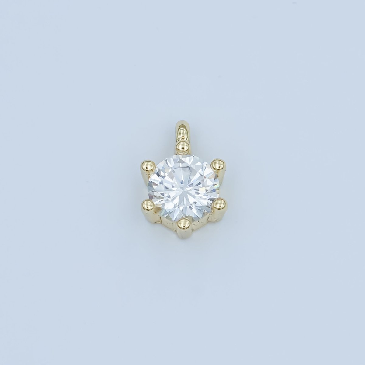24K Gold Filled Clear CZ Round Mini Charm | M187 - DLUXCA