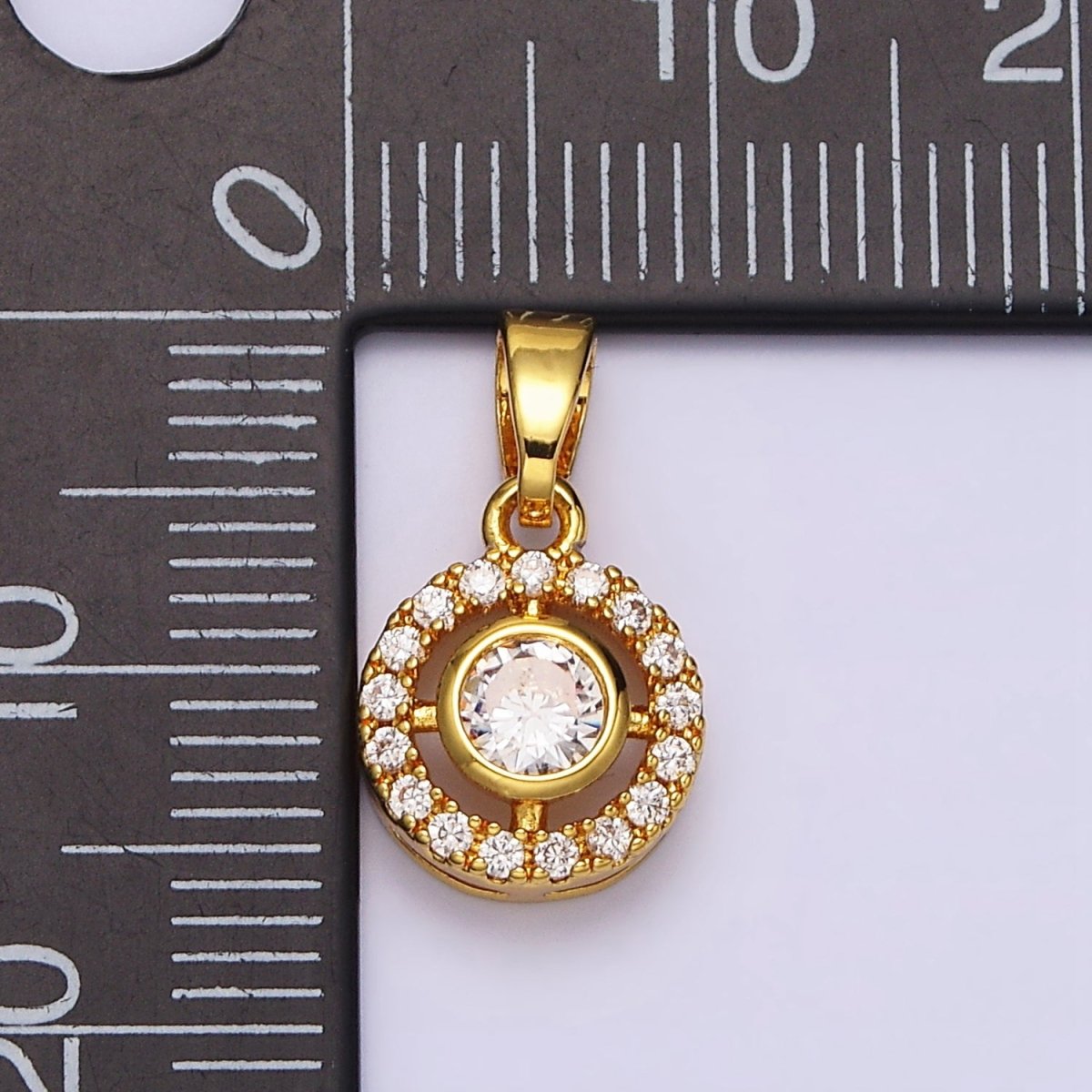 24K Gold Filled Clear CZ Round Open Pendant in Gold & Silver | AA451 AA452