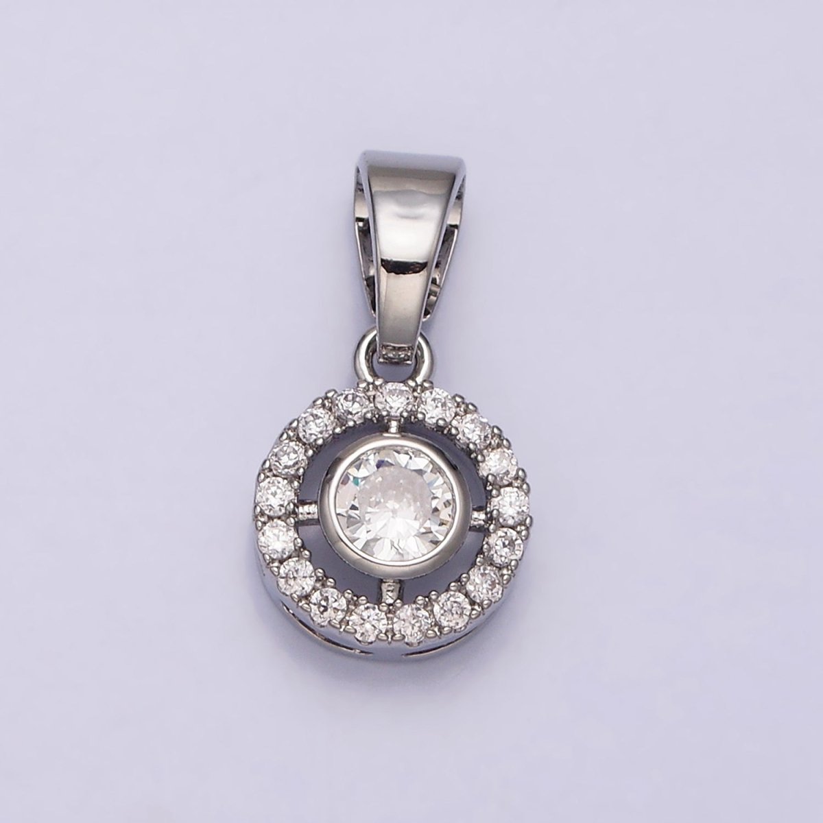 24K Gold Filled Clear CZ Round Open Pendant in Gold & Silver | AA451 AA452