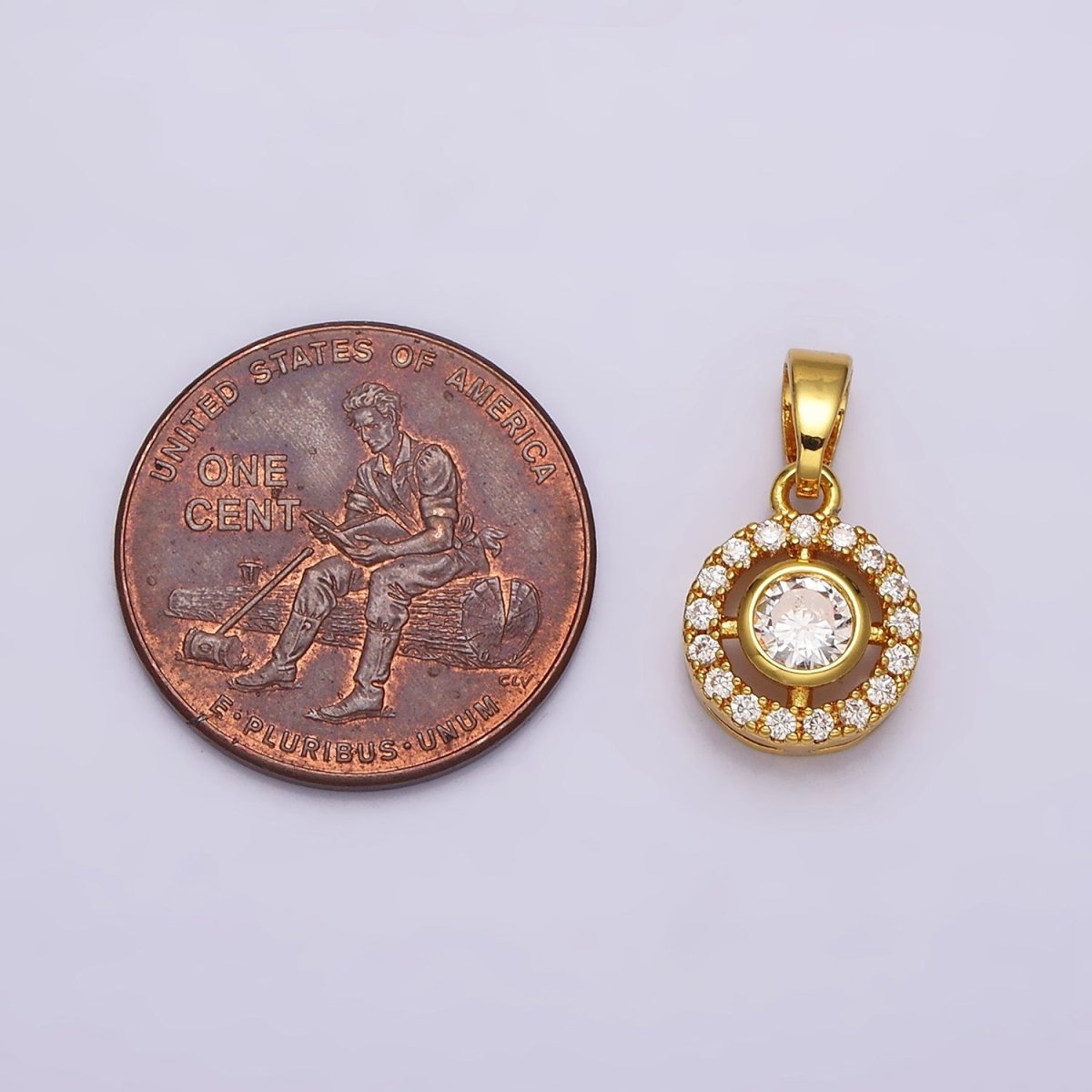 24K Gold Filled Clear CZ Round Open Pendant in Gold & Silver | AA451 AA452