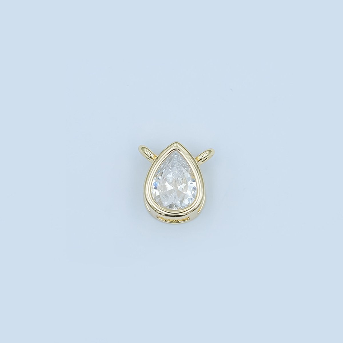 24K Gold Filled Clear CZ Teardrop Bezel Connector | Y013 - DLUXCA