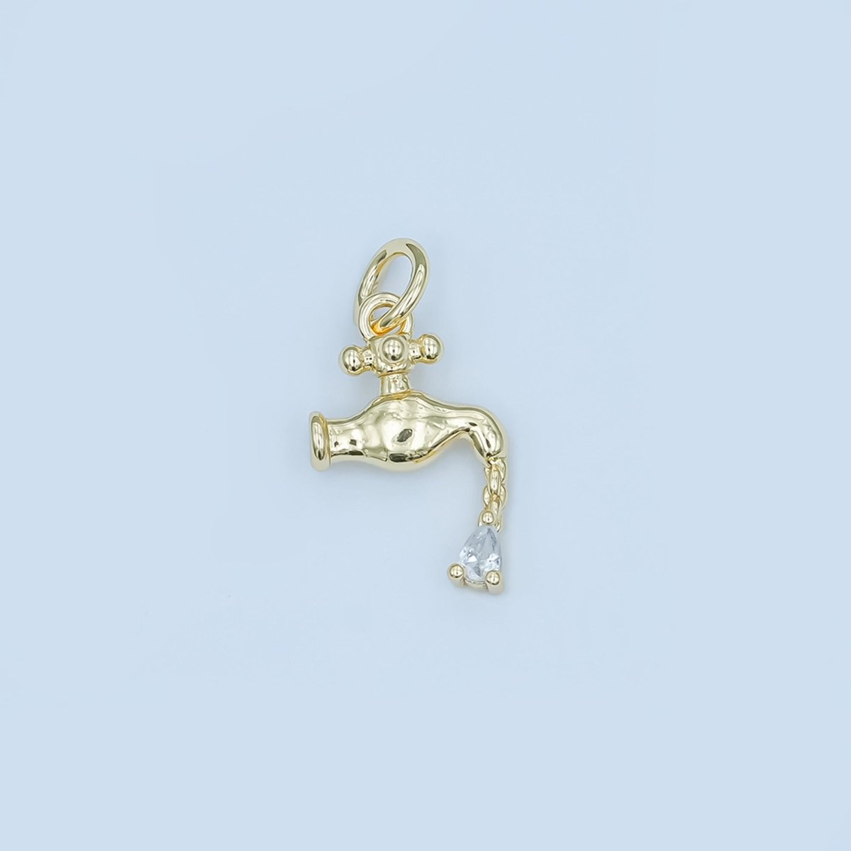 24K Gold Filled Clear CZ Teardrop Faucet Tap Water Charm | E349 - DLUXCA