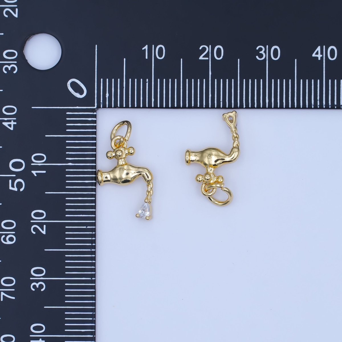 24K Gold Filled Clear CZ Teardrop Faucet Tap Water Charm | E349 - DLUXCA