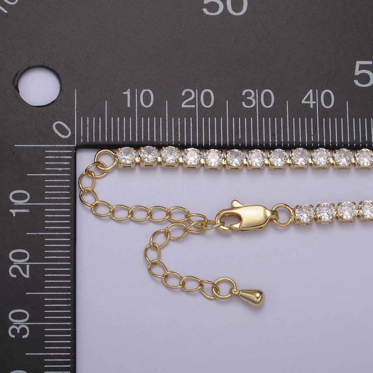 24K Gold Filled Clear CZ Tennis 18 Inch Layering Chain Necklace in Gold & Silver | WA-680 WA-681 Clearance Pricing
