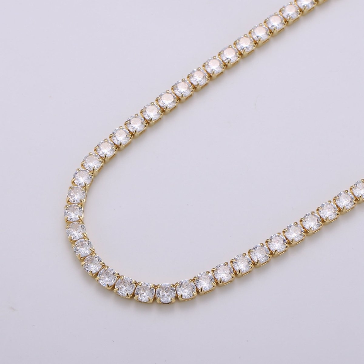 24K Gold Filled Clear CZ Tennis 18 Inch Layering Chain Necklace in Gold & Silver | WA-680 WA-681 Clearance Pricing