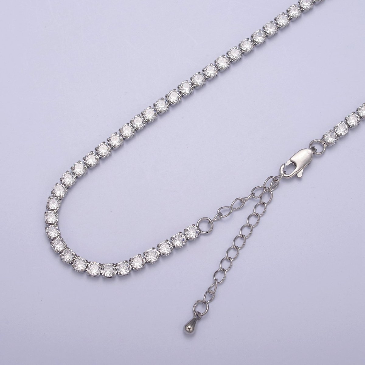 24K Gold Filled Clear CZ Tennis 18 Inch Layering Chain Necklace in Gold & Silver | WA-680 WA-681 Clearance Pricing