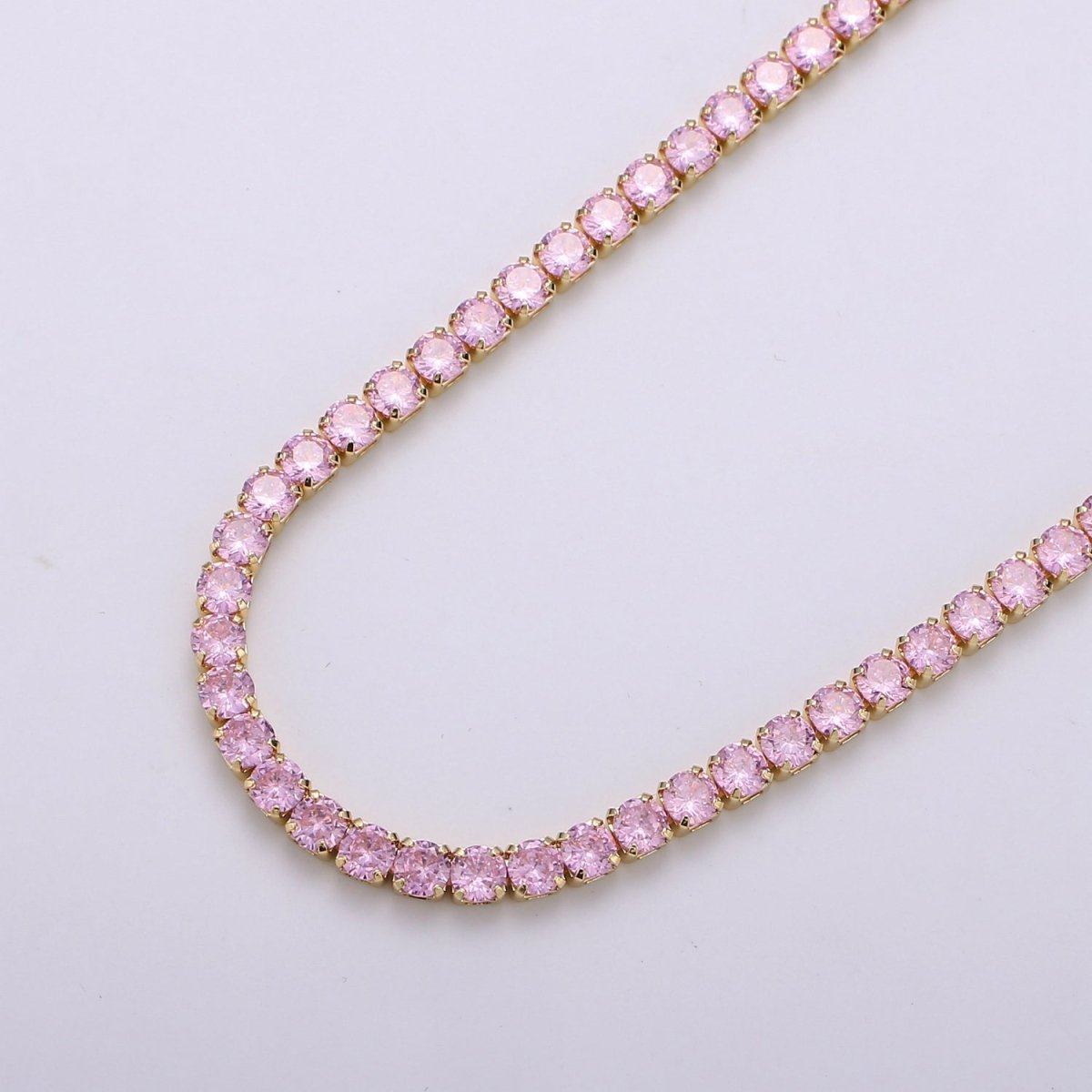 24K Gold Filled Clear CZ Tennis 18 Inch Layering Chain Necklace in Gold & Silver | WA-680 WA-681 Clearance Pricing