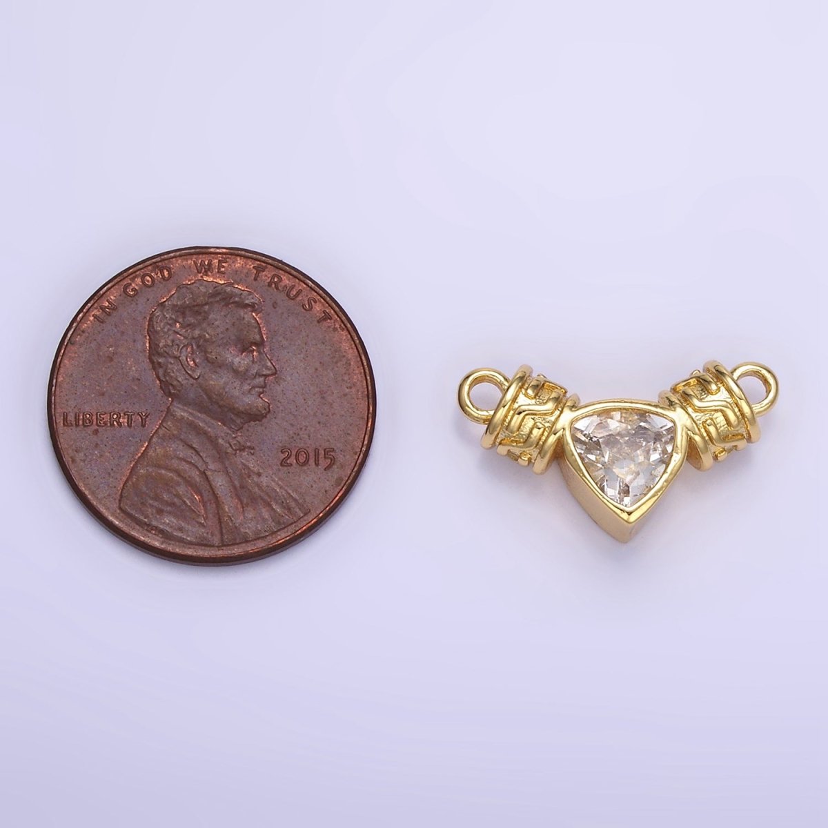 24K Gold Filled Clear CZ Triangle Geometric Tube Connector | F165 - DLUXCA