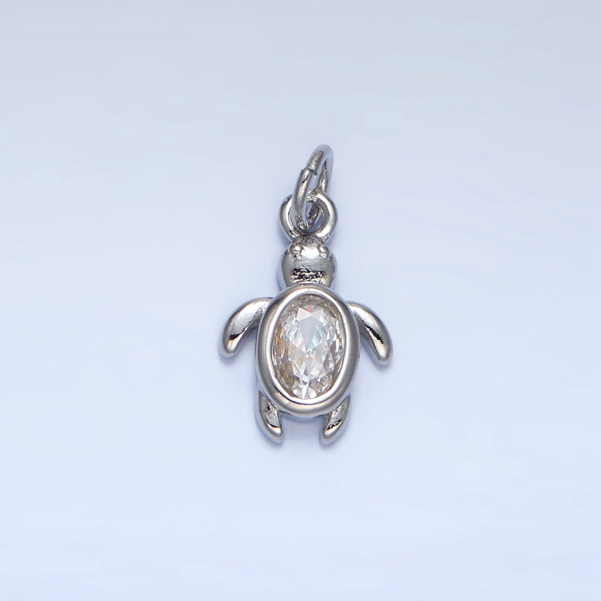 24K Gold Filled Clear CZ Turtle Tortoise Mini Charm in Gold & Silver | X857