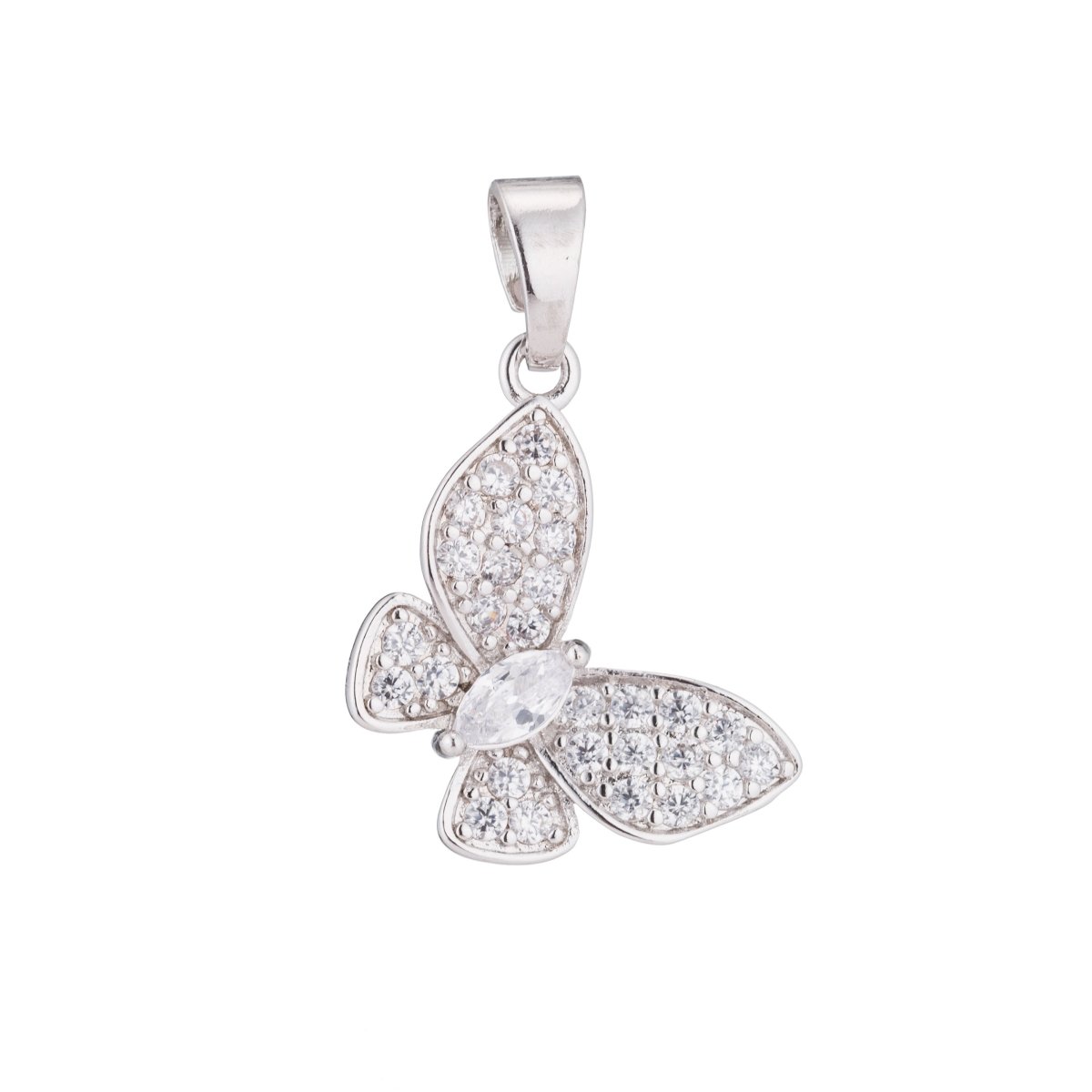 24K Gold Filled Clear Marquise Micro Paved CZ Butterfly Animal Pendant | H019