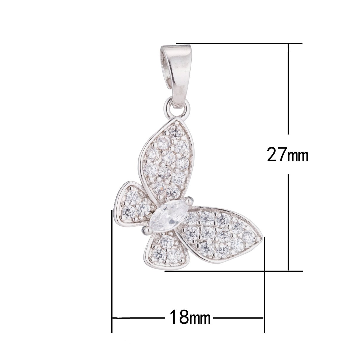 24K Gold Filled Clear Marquise Micro Paved CZ Butterfly Animal Pendant | H019