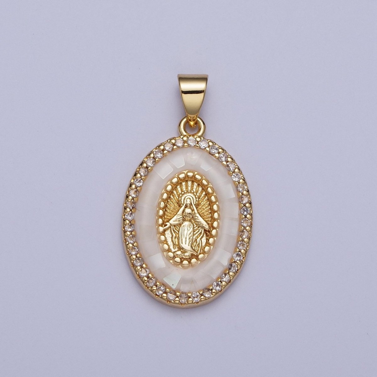 24K Gold Filled Clear Micro Pave Opal Mother Virgin Mary, Religious Miraculous Lady Guadalupe Pendant For Jewelry Making | X482-X487