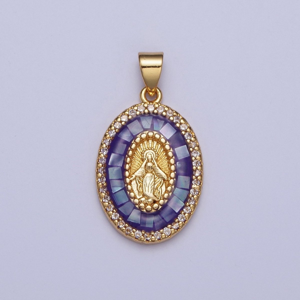 24K Gold Filled Clear Micro Pave Opal Mother Virgin Mary, Religious Miraculous Lady Guadalupe Pendant For Jewelry Making | X482-X487