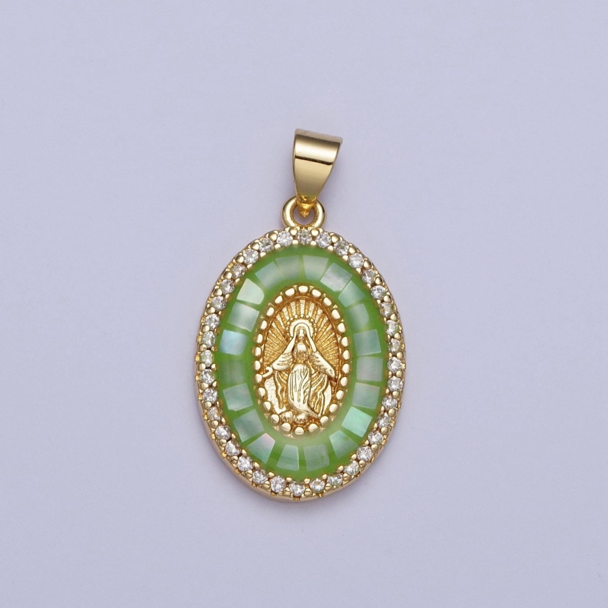 24K Gold Filled Clear Micro Pave Opal Mother Virgin Mary, Religious Miraculous Lady Guadalupe Pendant For Jewelry Making | X482-X487