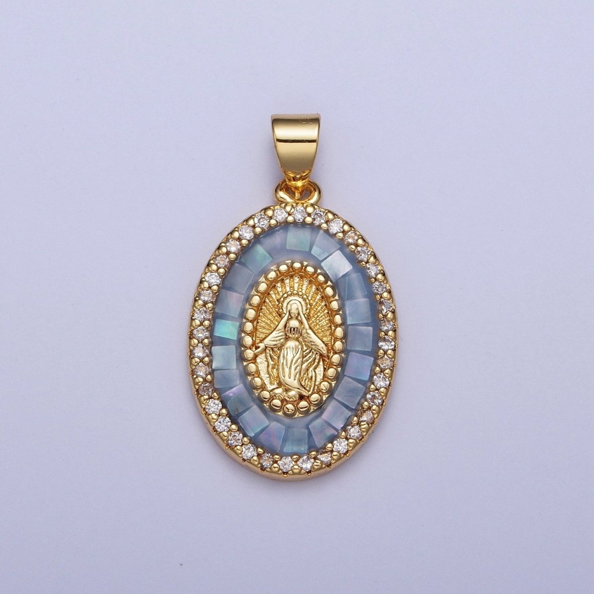 24K Gold Filled Clear Micro Pave Opal Mother Virgin Mary, Religious Miraculous Lady Guadalupe Pendant For Jewelry Making | X482-X487