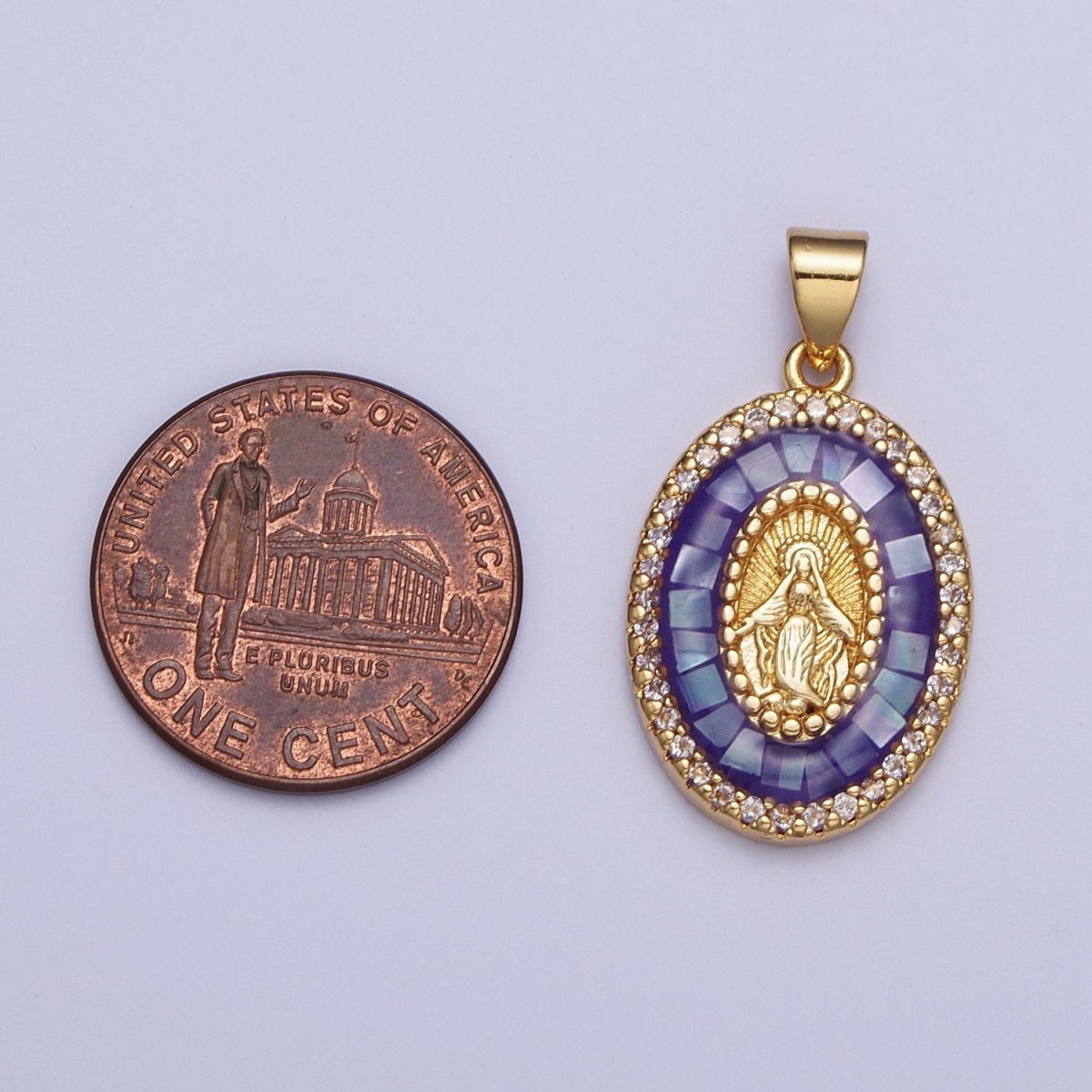 24K Gold Filled Clear Micro Pave Opal Mother Virgin Mary, Religious Miraculous Lady Guadalupe Pendant For Jewelry Making | X482-X487