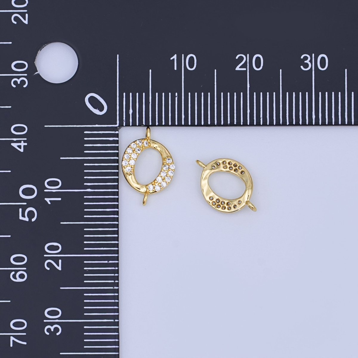 24K Gold Filled Clear Micro Paved CZ Round Connector | Y026 - DLUXCA