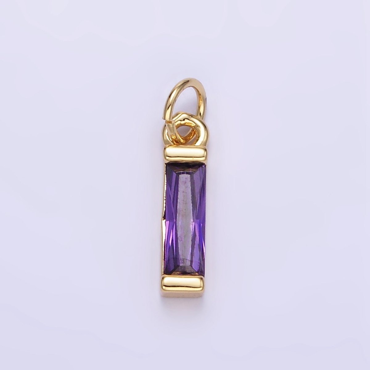 24K Gold Filled Clear, Purple, Peach, Red, Pink Baguette CZ Add-On Charm | E358 - E360