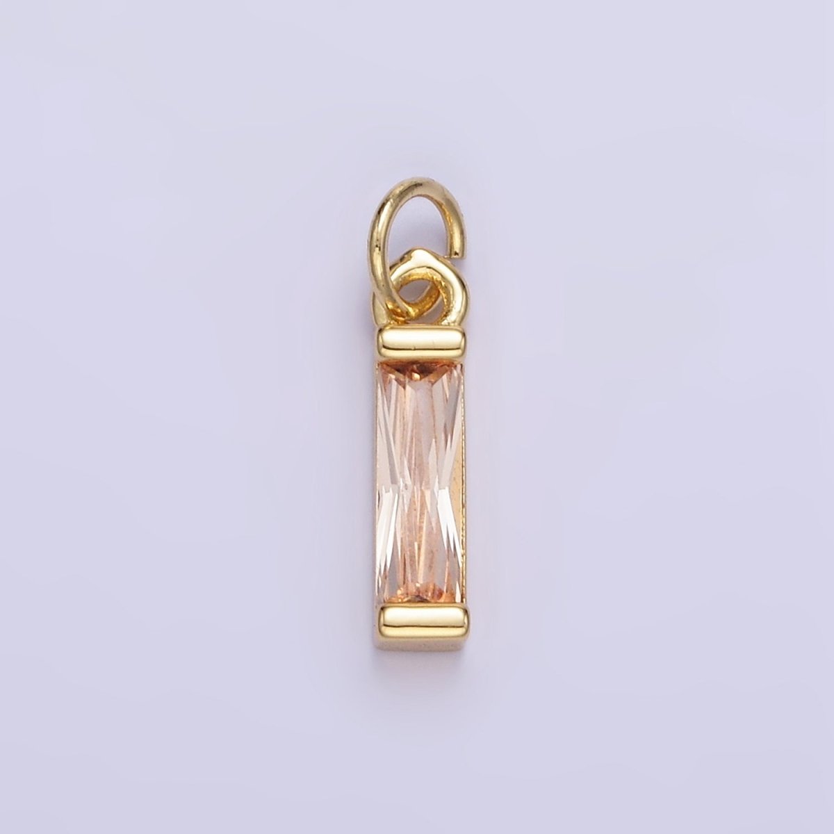 24K Gold Filled Clear, Purple, Peach, Red, Pink Baguette CZ Add-On Charm | E358 - E360