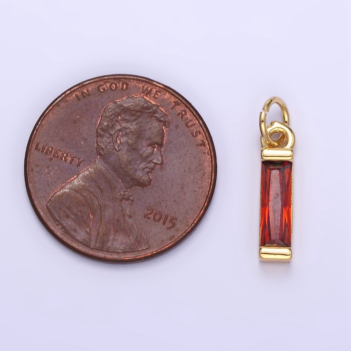 24K Gold Filled Clear, Purple, Peach, Red, Pink Baguette CZ Add-On Charm | E358 - E360