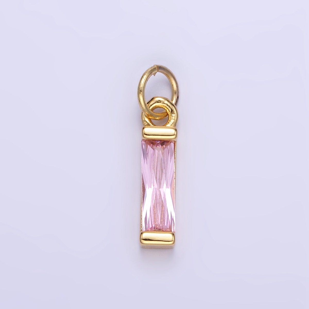 24K Gold Filled Clear, Purple, Peach, Red, Pink Baguette CZ Add-On Charm | E358 - E360