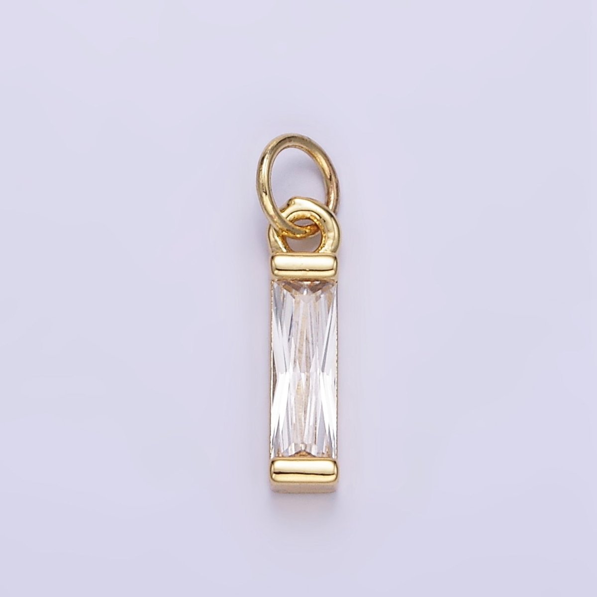 24K Gold Filled Clear, Purple, Peach, Red, Pink Baguette CZ Add-On Charm | E358 - E360