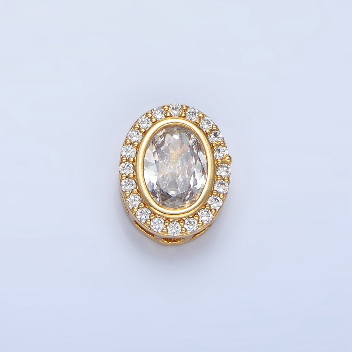 24K Gold Filled Clear, Purple, Pink CZ Micro Paved Oval Bead | B169 - B170