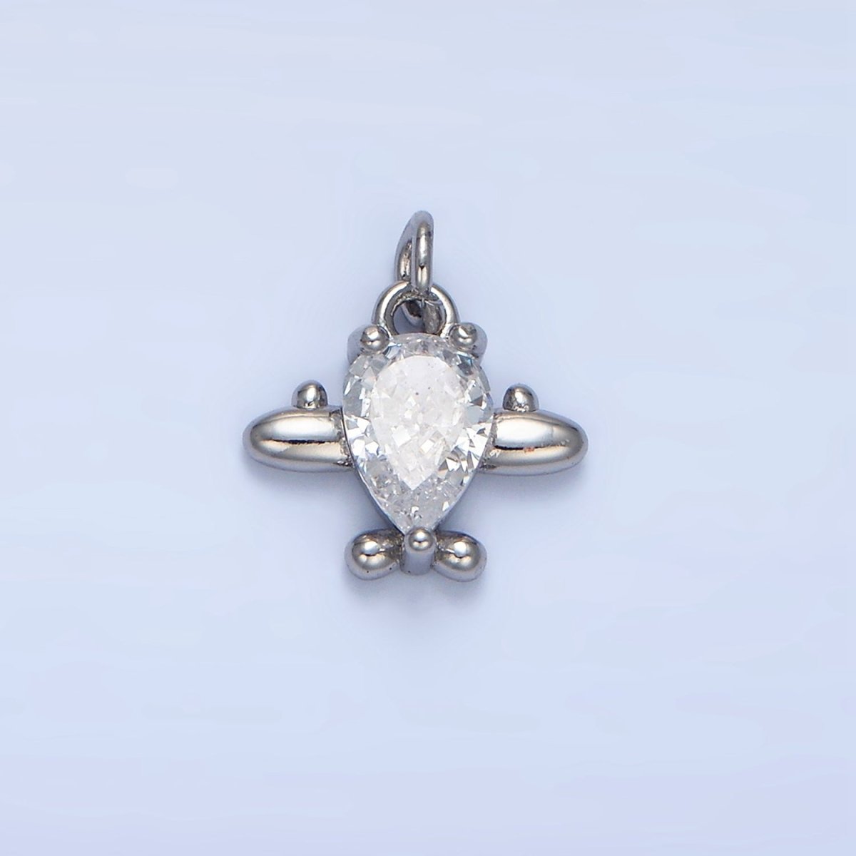 24K Gold Filled Clear, Red CZ Airplane Charm in Gold & Silver | X929 X930