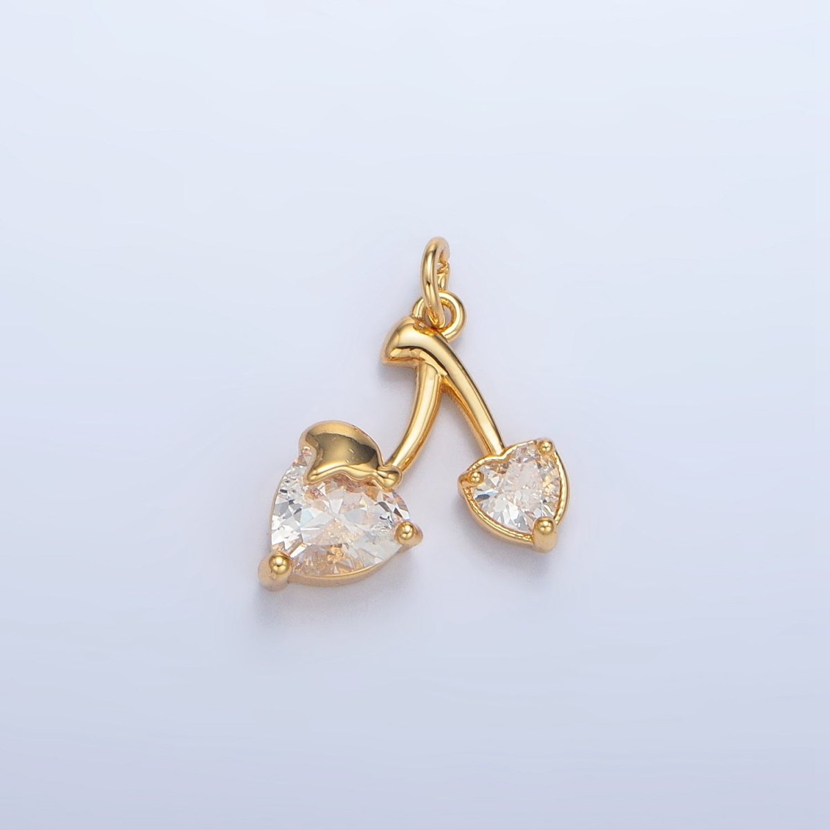 24K Gold Filled Clear, Red, Pink CZ Cherry Fruit Mini Charm | X601 X602