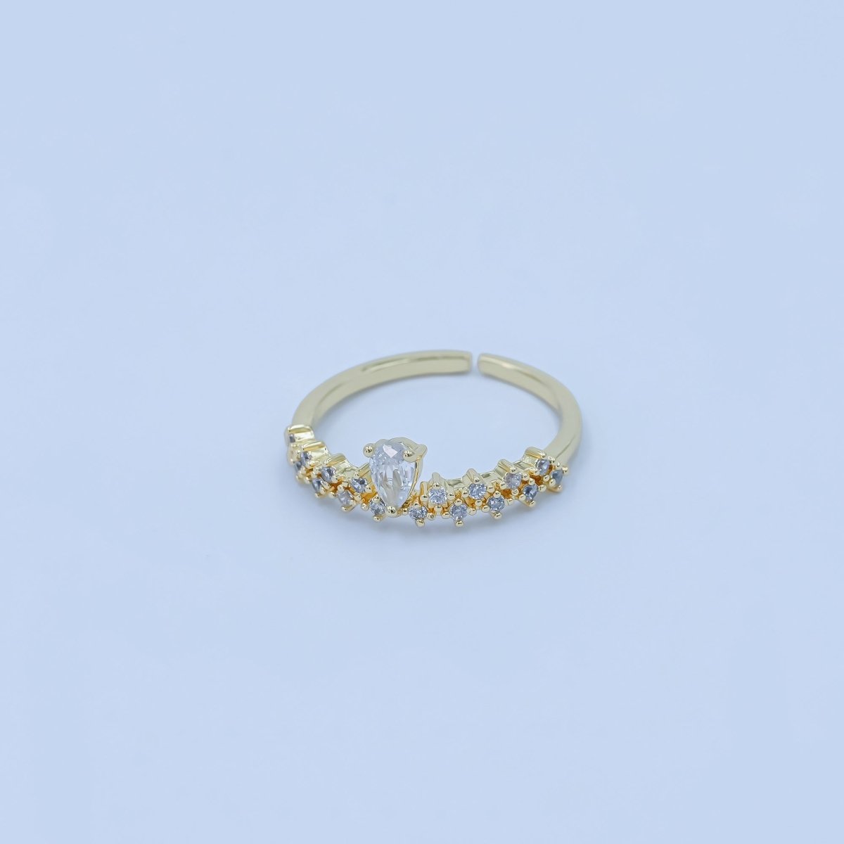 24K Gold Filled Clear Teardrop CZ Cluster Ring | O820 - DLUXCA