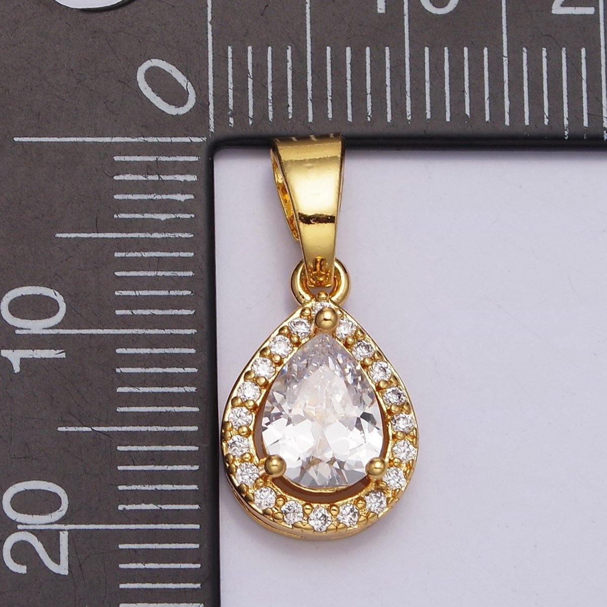 24K Gold Filled Clear Teardrop Micro Paved CZ Pendant in Gold & Silver | AA461 AA462