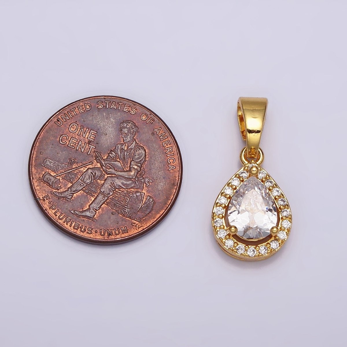 24K Gold Filled Clear Teardrop Micro Paved CZ Pendant in Gold & Silver | AA461 AA462