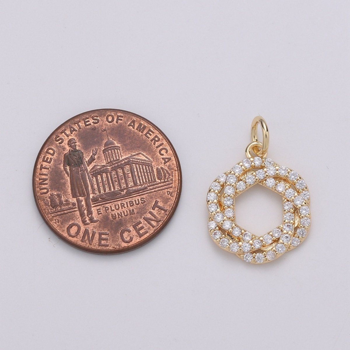 24K Gold Filled Cluster CZ Wreath of Eternity Charm, Micro Pave CZ Circle Pendant , Gold Filled Pendant, For DIY Jewelry, Rose Gold C-829 - DLUXCA