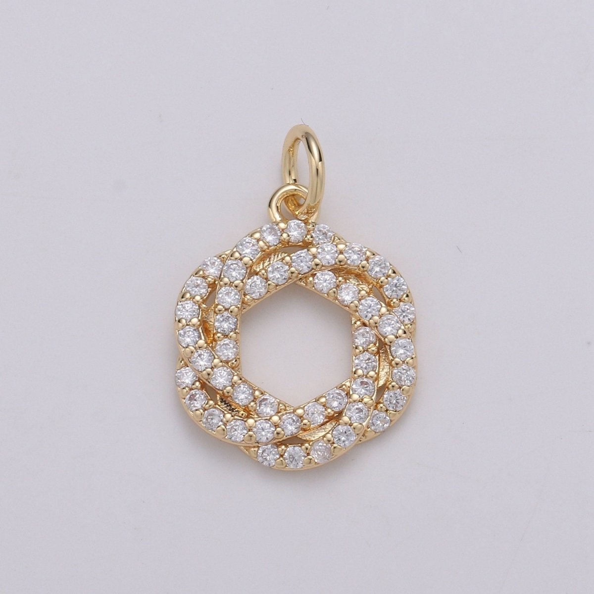 24K Gold Filled Cluster CZ Wreath of Eternity Charm, Micro Pave CZ Circle Pendant , Gold Filled Pendant, For DIY Jewelry, Rose Gold C-829 - DLUXCA