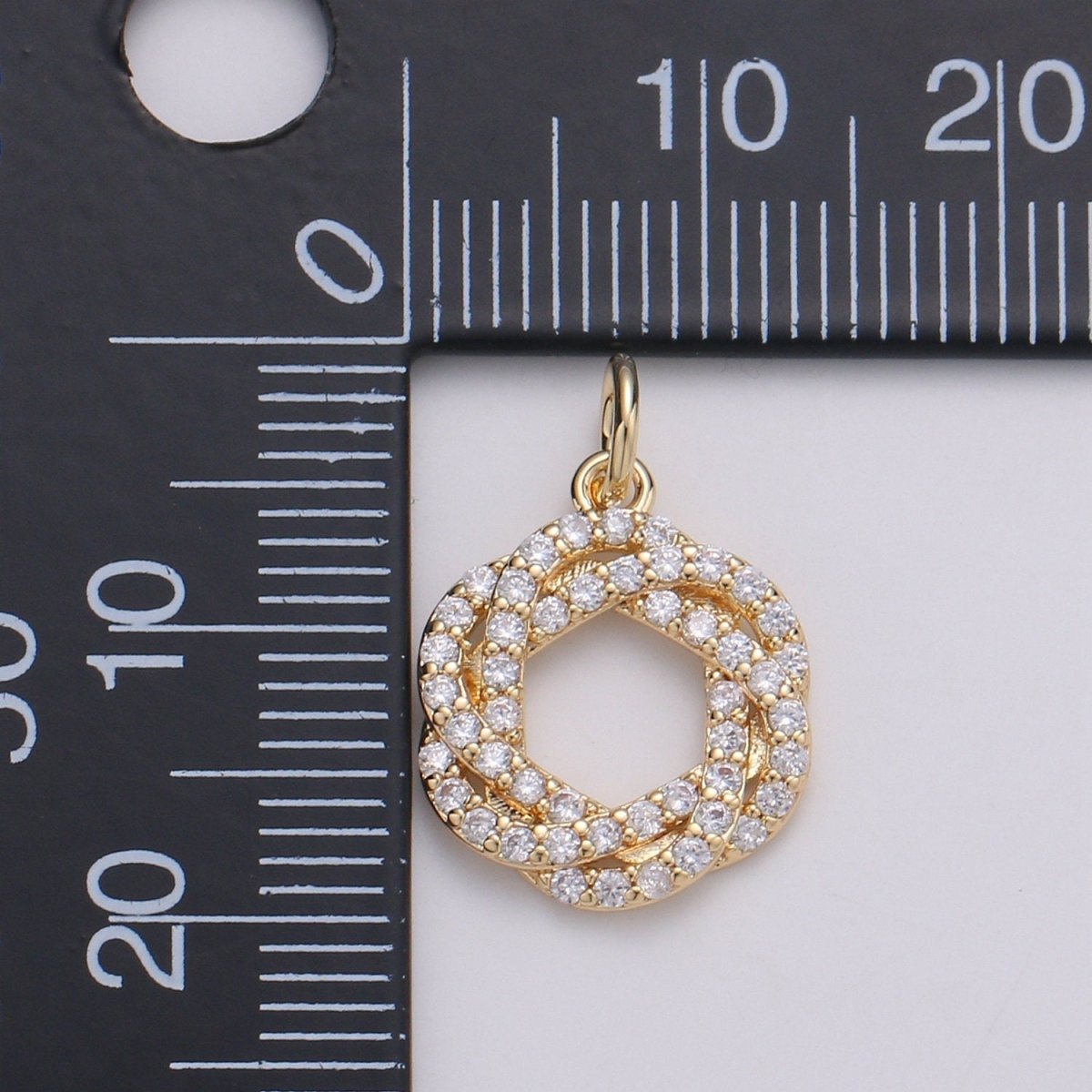 24K Gold Filled Cluster CZ Wreath of Eternity Charm, Micro Pave CZ Circle Pendant , Gold Filled Pendant, For DIY Jewelry, Rose Gold C-829 - DLUXCA