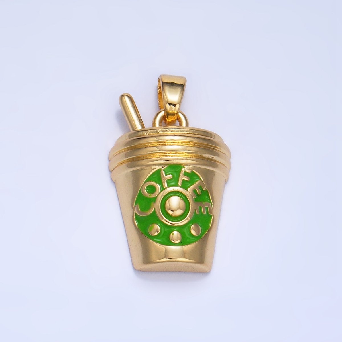 24K Gold Filled Coffee Drink Enamel Pendant | AA1010 - DLUXCA