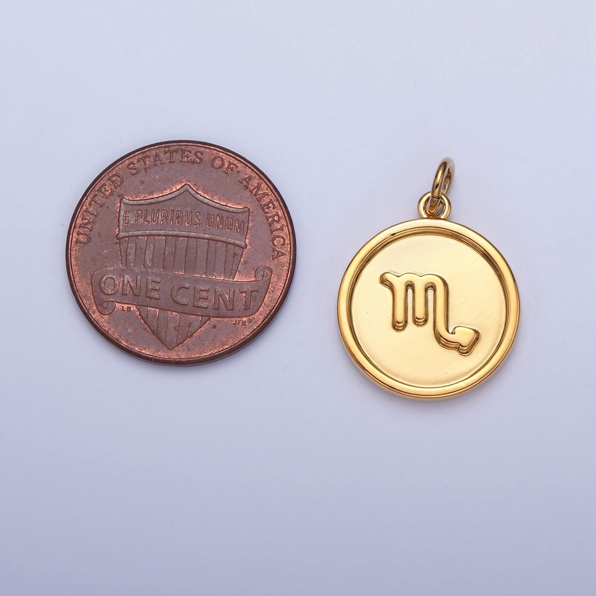 24K Gold Filled Coin Disc Zodiac Charm Dainty Astrological Zodiac Signs Add on Charm A-A1439-A-A1444