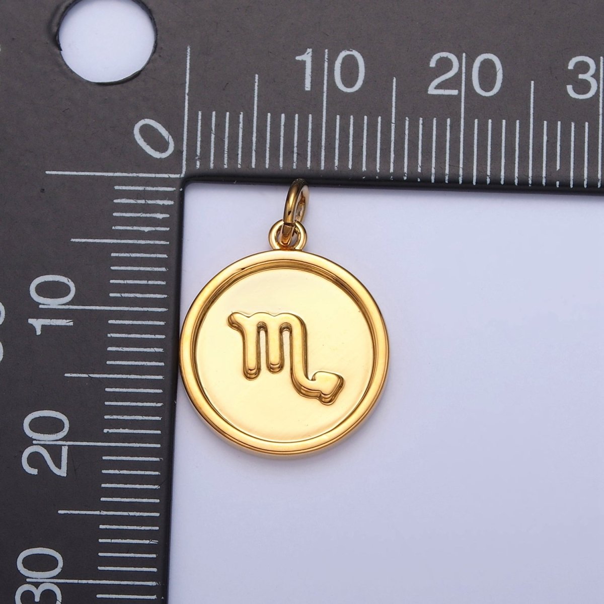 24K Gold Filled Coin Disc Zodiac Charm Dainty Astrological Zodiac Signs Add on Charm A-A1439-A-A1444