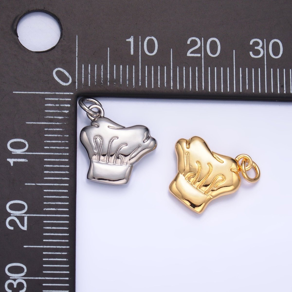 24K Gold Filled Cooking Baking Chef Hat Charm in Gold & Silver | W238