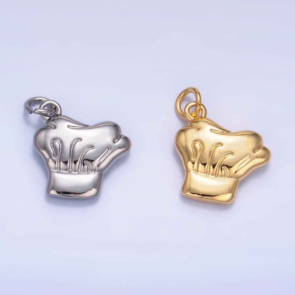 24K Gold Filled Cooking Baking Chef Hat Charm in Gold & Silver | W238