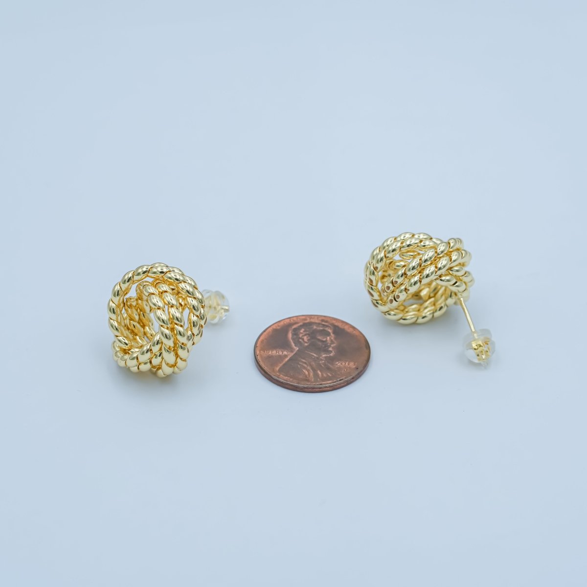 24K Gold Filled Croissant Geometric Circular Knot Stud Earrings | T029 - DLUXCA