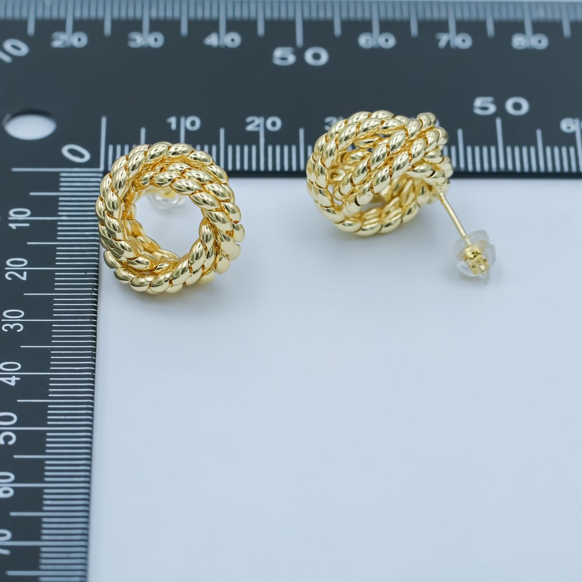 24K Gold Filled Croissant Geometric Circular Knot Stud Earrings | T029 - DLUXCA