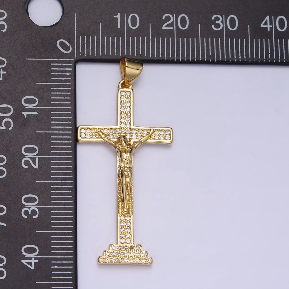 24K Gold Filled Cross Pendant | Jesus Crucifix Pendant | Religious Cross Charm Necklace AA252 AA253