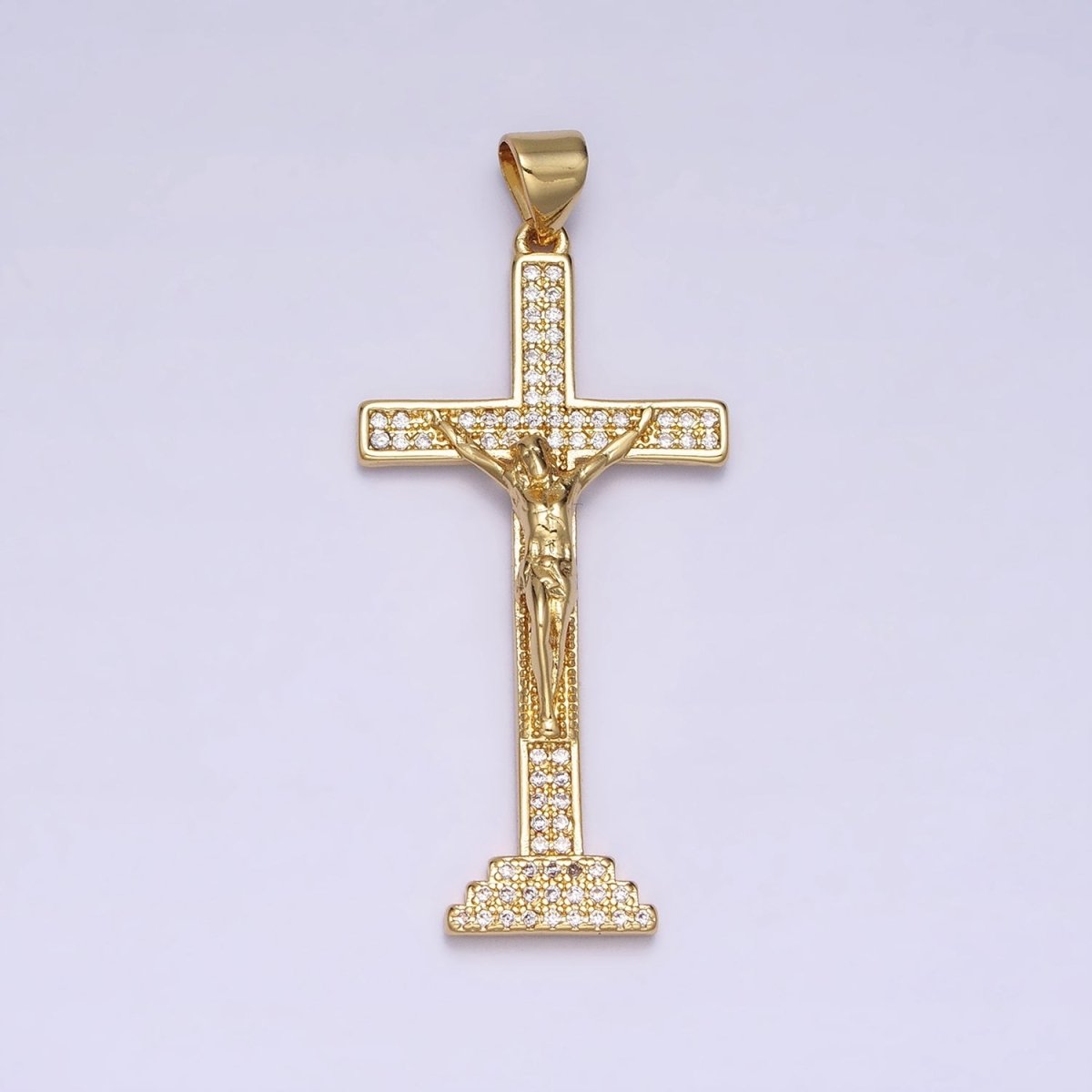 24K Gold Filled Cross Pendant | Jesus Crucifix Pendant | Religious Cross Charm Necklace AA252 AA253