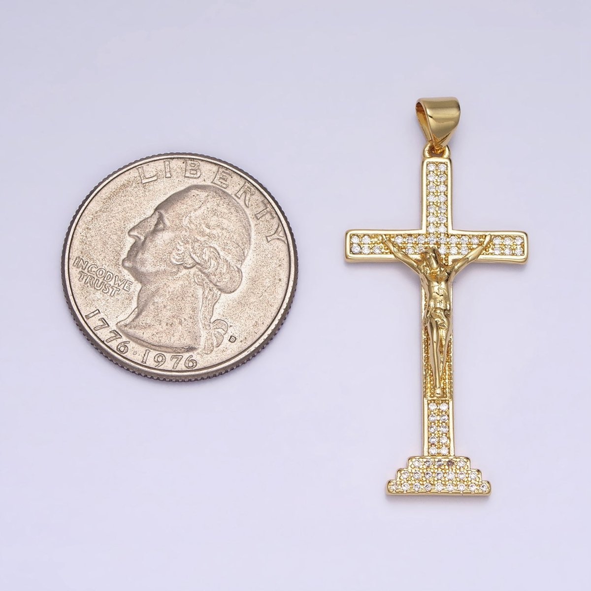 24K Gold Filled Cross Pendant | Jesus Crucifix Pendant | Religious Cross Charm Necklace AA252 AA253