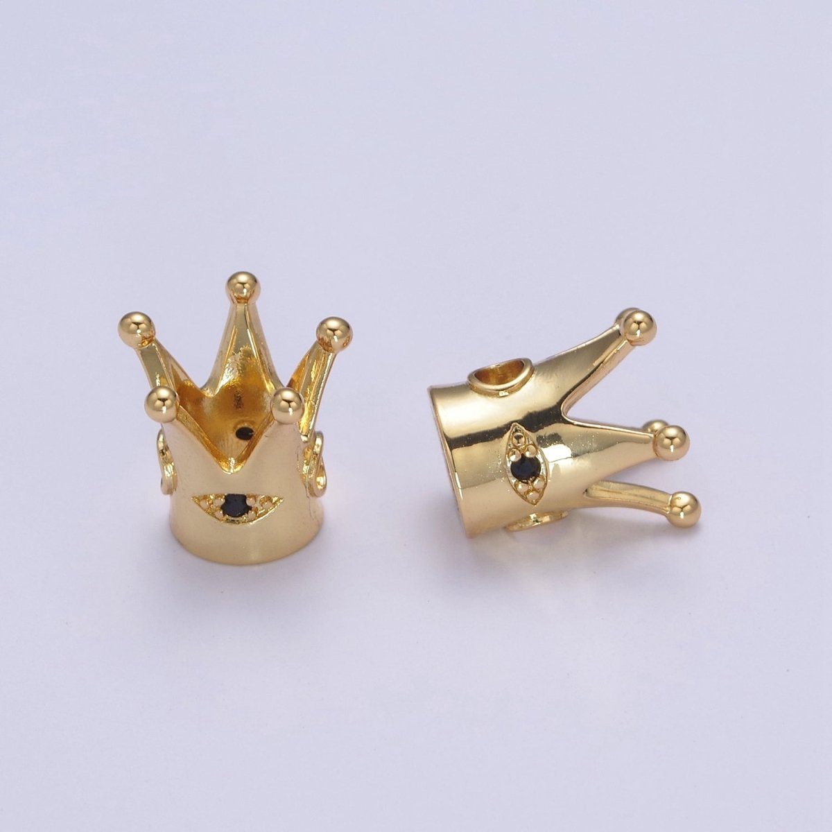 24K Gold Filled Crown Spacer Bead Bracelet Spacer Evil Eye CZ Beads-DIY Jewelry Making B-159 - DLUXCA