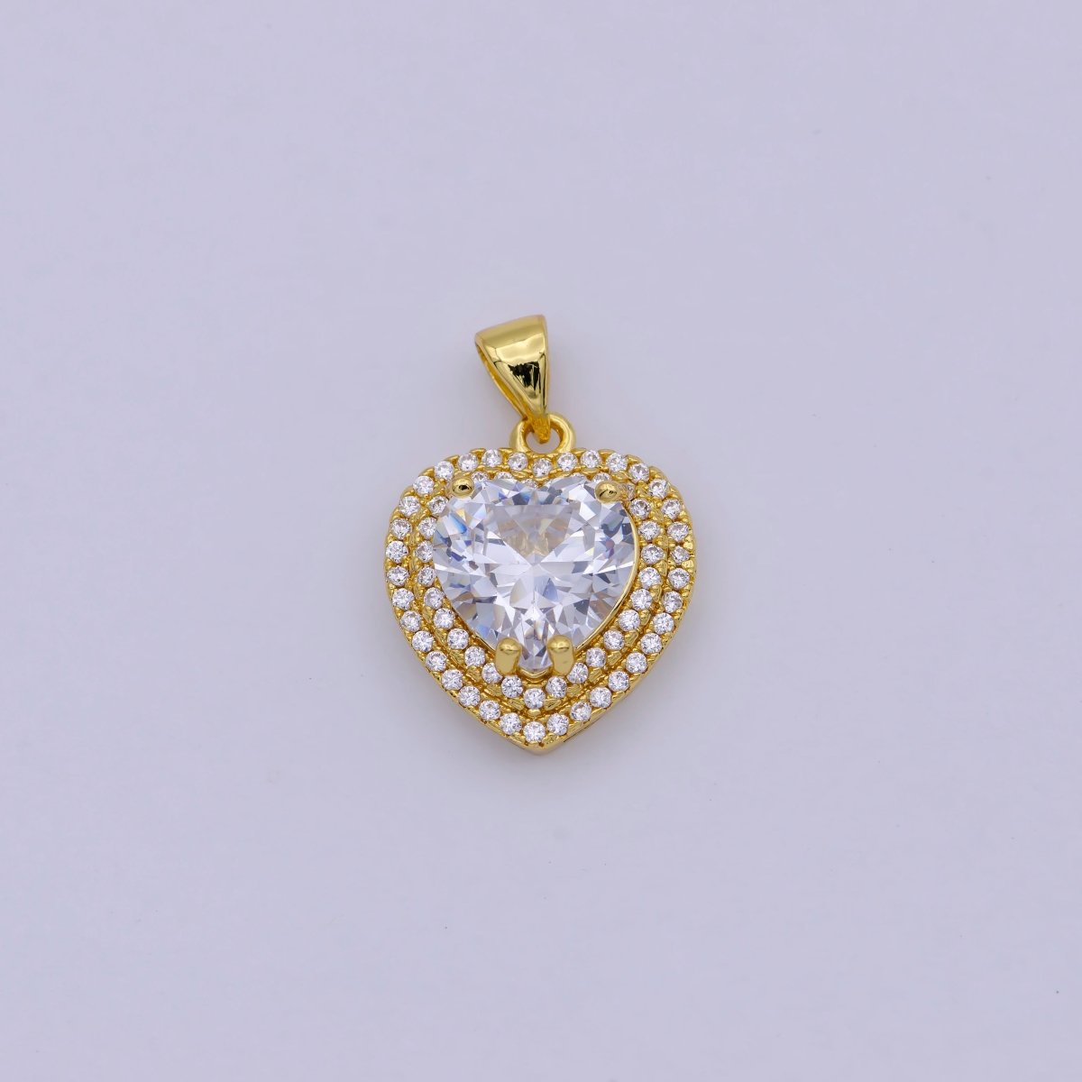 24K Gold Filled Crystal Heart Pendants I-733 - DLUXCA
