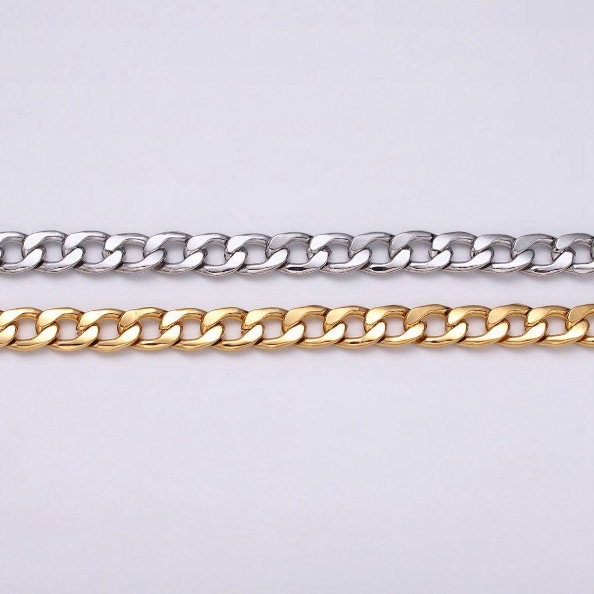 24k Gold Filled Cuban Curb Chain 7.5mm Unfinished Unisex Curb Link Chain by Yard Wholesale Jewelry Making Supplies | ROLL-1283 ROLL-1284 Clearance Pricing